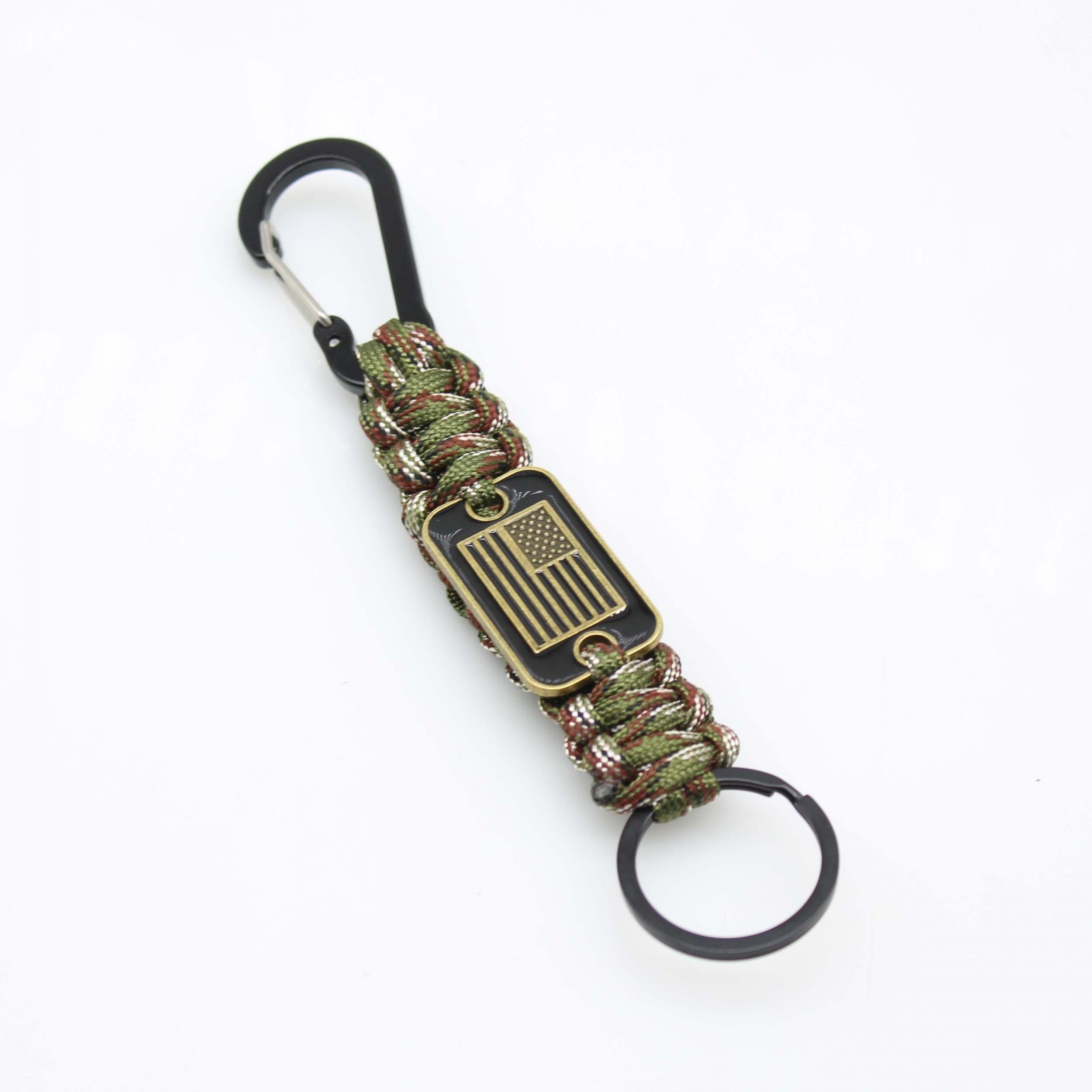 Braided Keychain Lanyard Strap with Flag - Outdoor Emergency