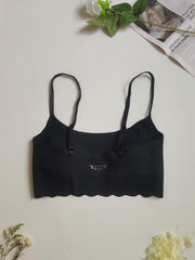Wireless Scallop Trim Bra Comfy & Breathable Women's Lingerie