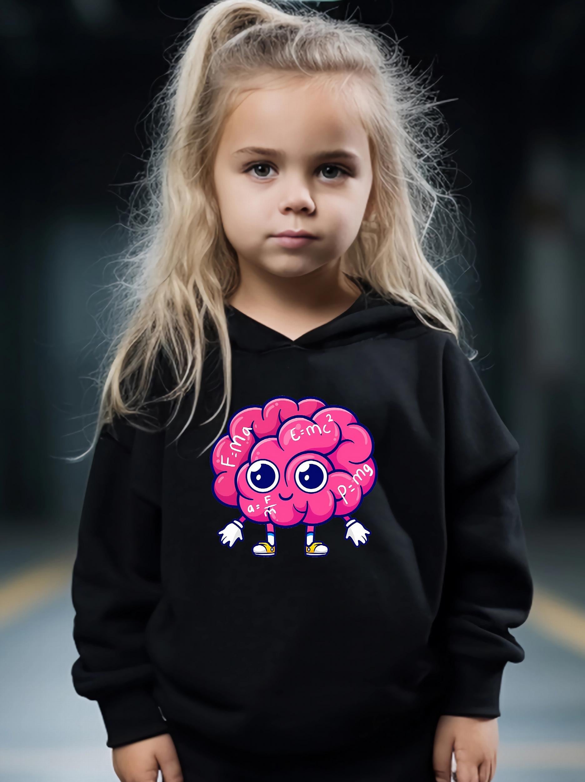 Cartoon Math Brain Pattern 2pcs Breathable Activewear Sets for Girls