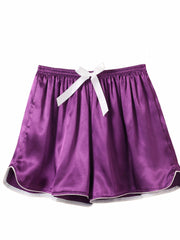 Satin Bow Sleep Shorts Elastic Waistband