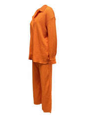 Casual Two piece Set Long Sleeve Shirt & Wide Leg Pants