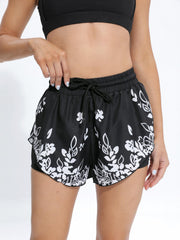 Plant Print High Stretch Fitness Sports Short Women's Activewear