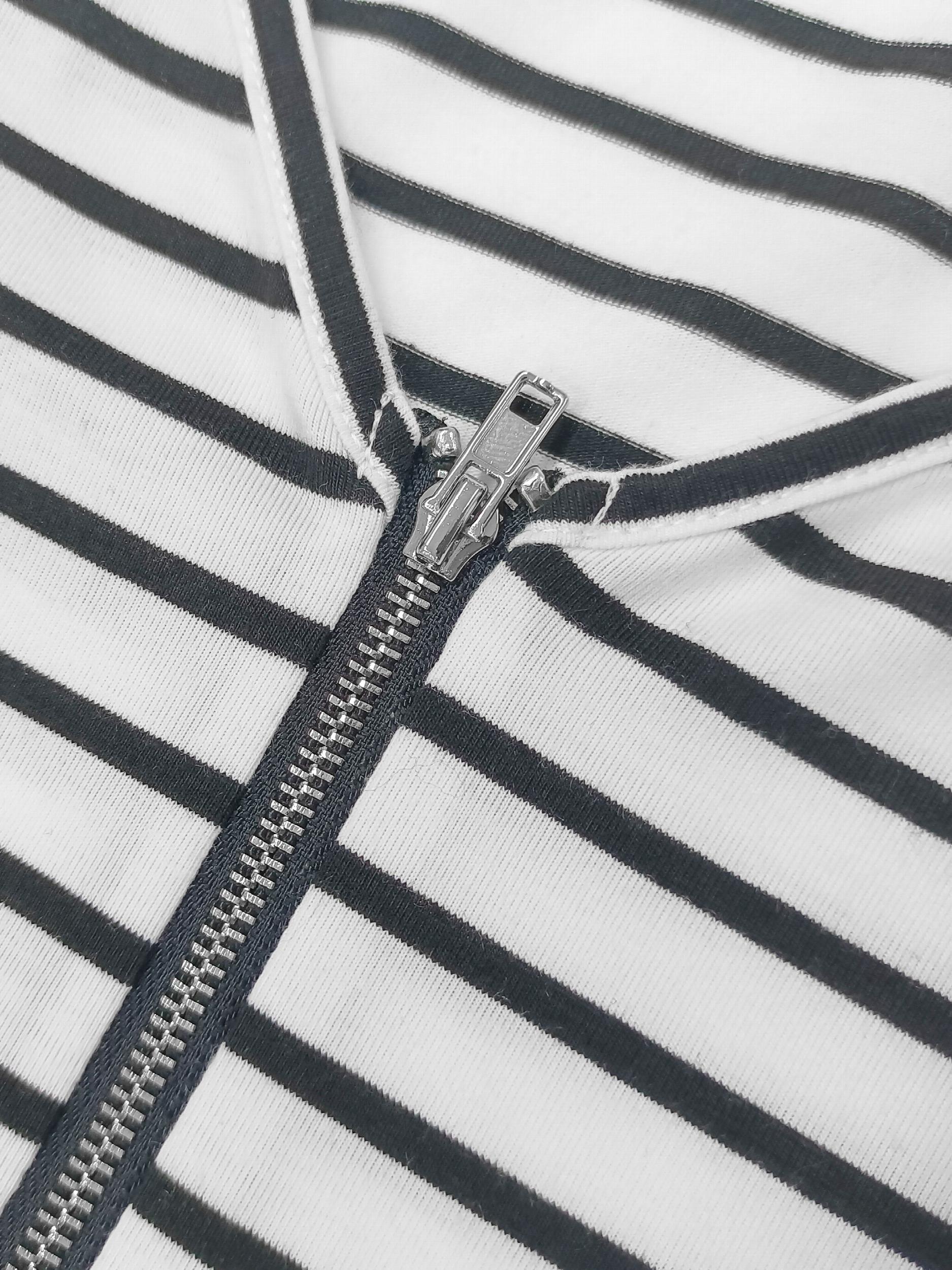 Striped Zipper Spaghetti Strap Top Casual V neck Sleeveless Cami Top