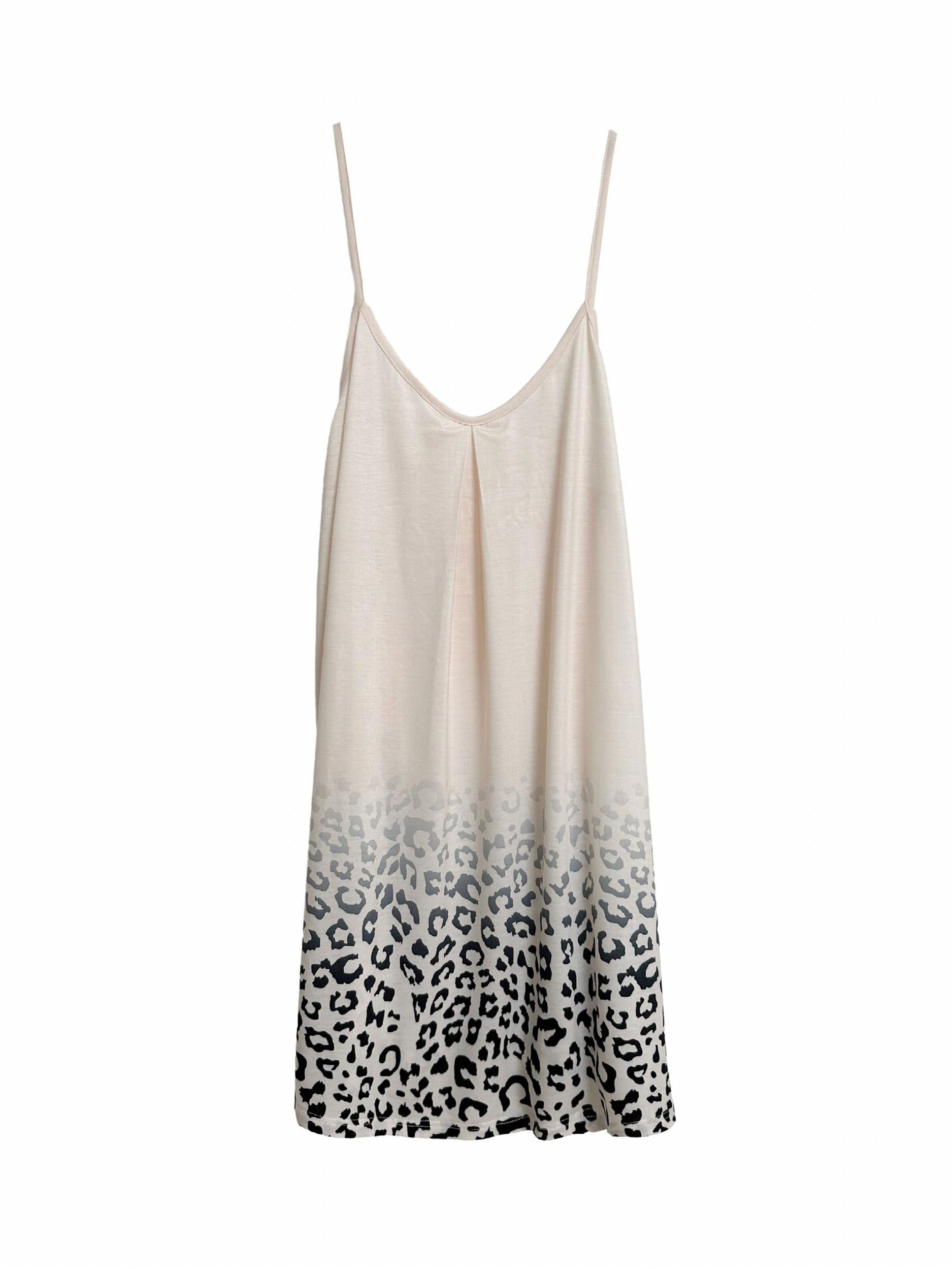 Leopard Print V Neck Cami Sleep Dress