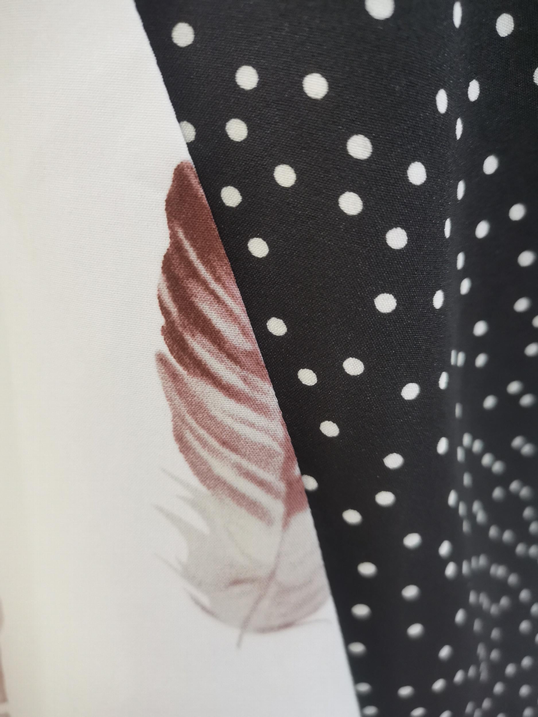 Feather Print Colorblock Tie Strap Cami Top