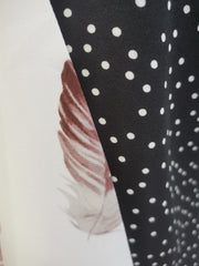 Feather Print Colorblock Tie Strap Cami Top