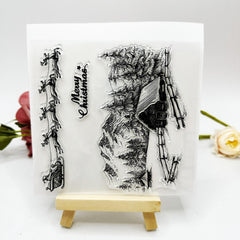 Christmas City House Background Transparent Stamp for Card Making