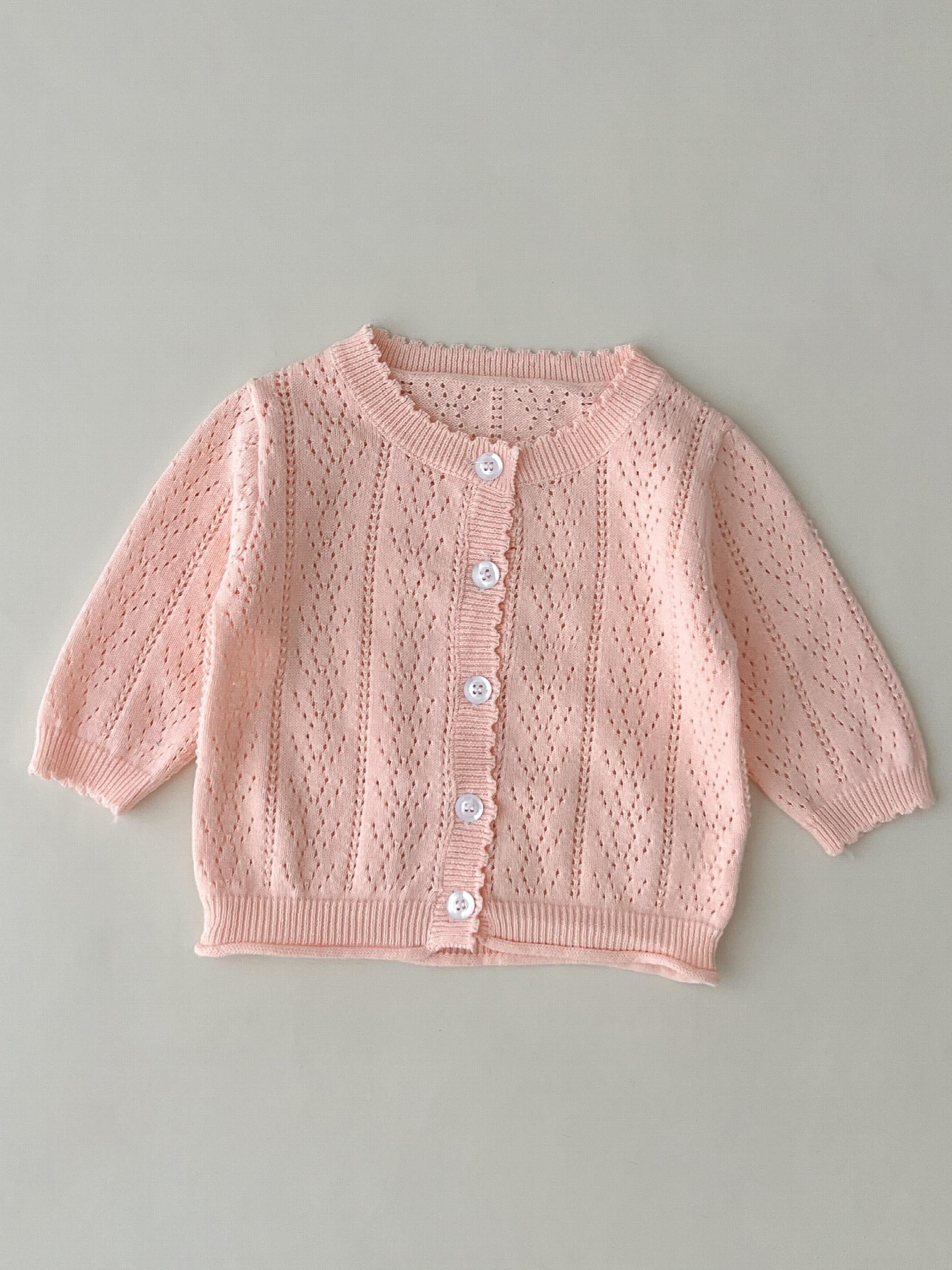 Baby Girls Casual Hollow Out Knit Cardigan for Spring