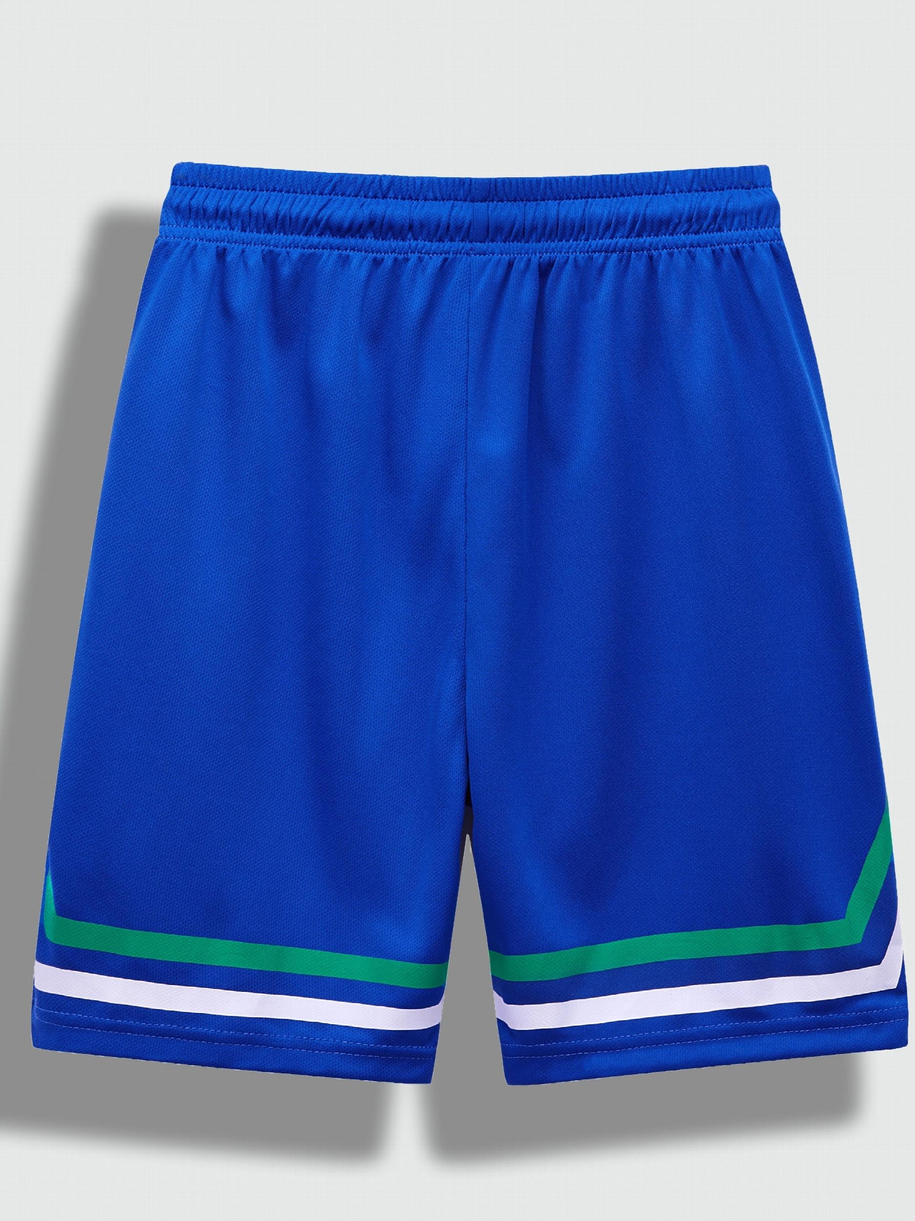 Letter Print Boys Active Shorts Quick-dry Drawstring Sports Shorts