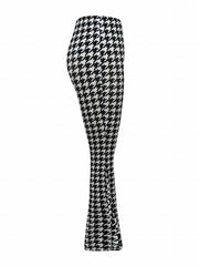 Houndstooth Print Flare Pants High Stretch Bell Bottom Sports Pants