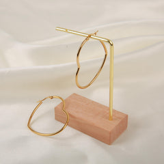 4Pairs Set Y2K Style 18K Golden Plated Heart Hoop Earrings - 4 Sizes