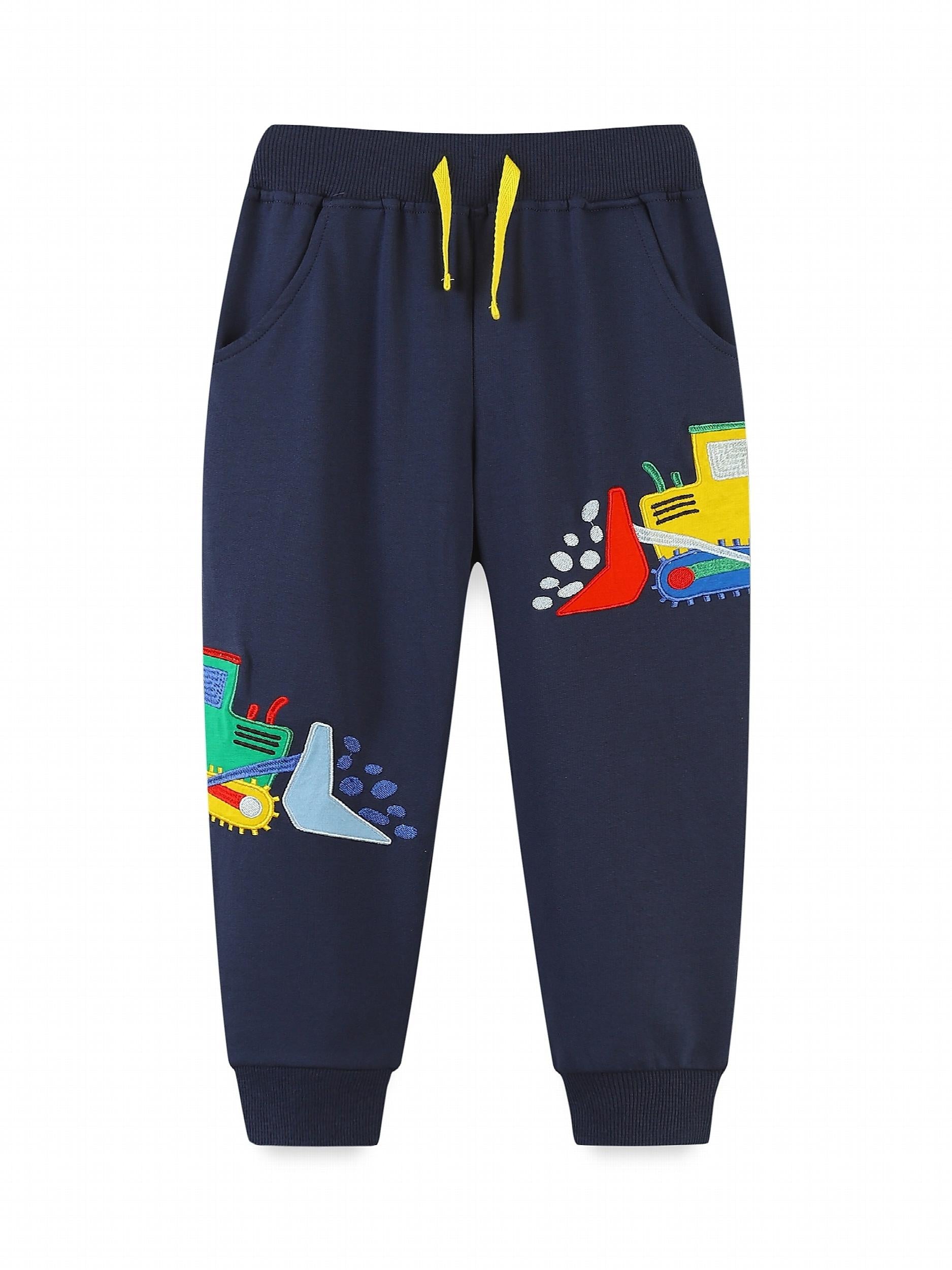 Excavator Print Boys Sweatpants Quick dry Jogger Pants Kids Clothing