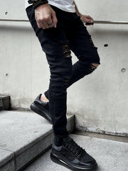 Men's Ripped Skinny Stretch Jeans Slim Fit Denim Pants