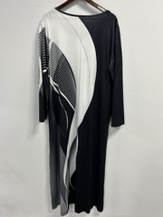 Stripe Print Long Sleeve Maxi Dress with Pockets