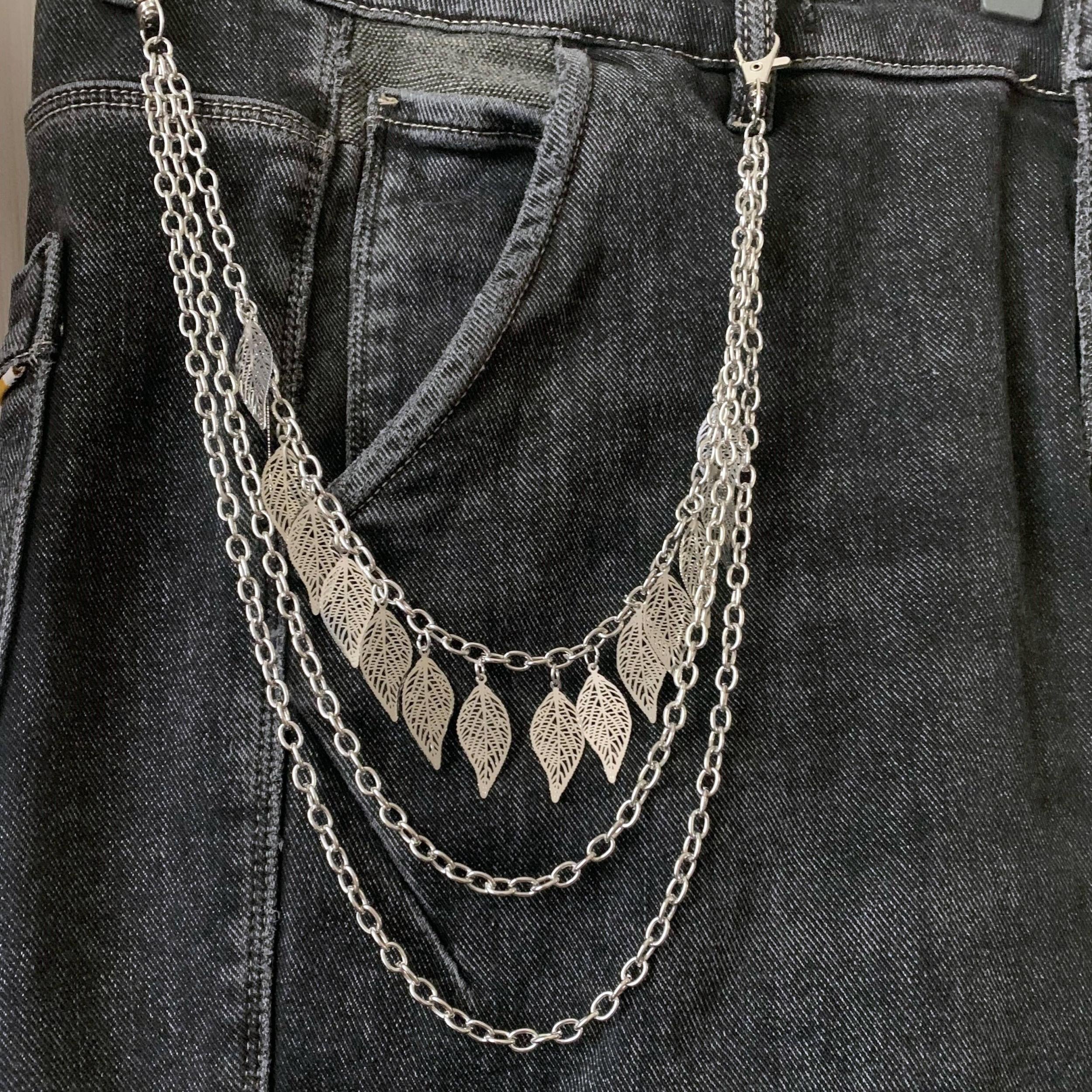 Leaf Charm Pendant Layered Pant Chain Waist Chain