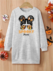 Spooky Mini Halloween Girls Crewneck Sweatshirt Dress Spring Fall
