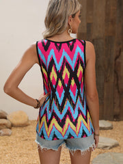 Geometric Print Cross V Neck Tank Top Summer Sleeveless