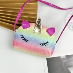 Kids Rainbow Unicorn Crossbody Bag Mini Coin Purse Handbag For Girls