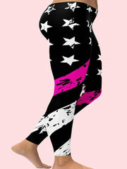 Women's Plus Crinkle Star & Stripe Print Yoga Leggings