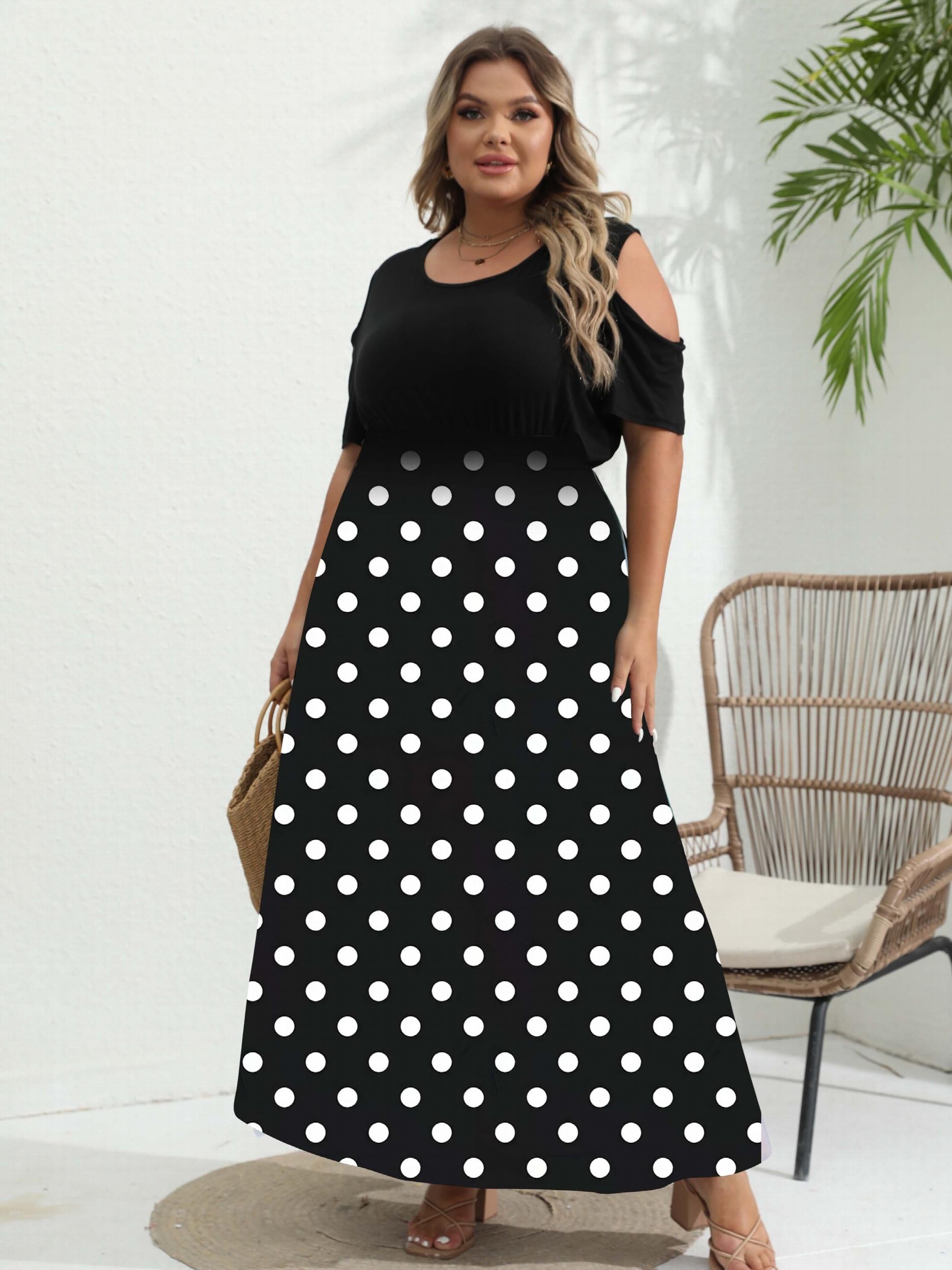Ombre Print Cold Shoulder Maxi Dress Women's Plus