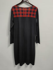 Gingham Print Stretch Dress with Pockets