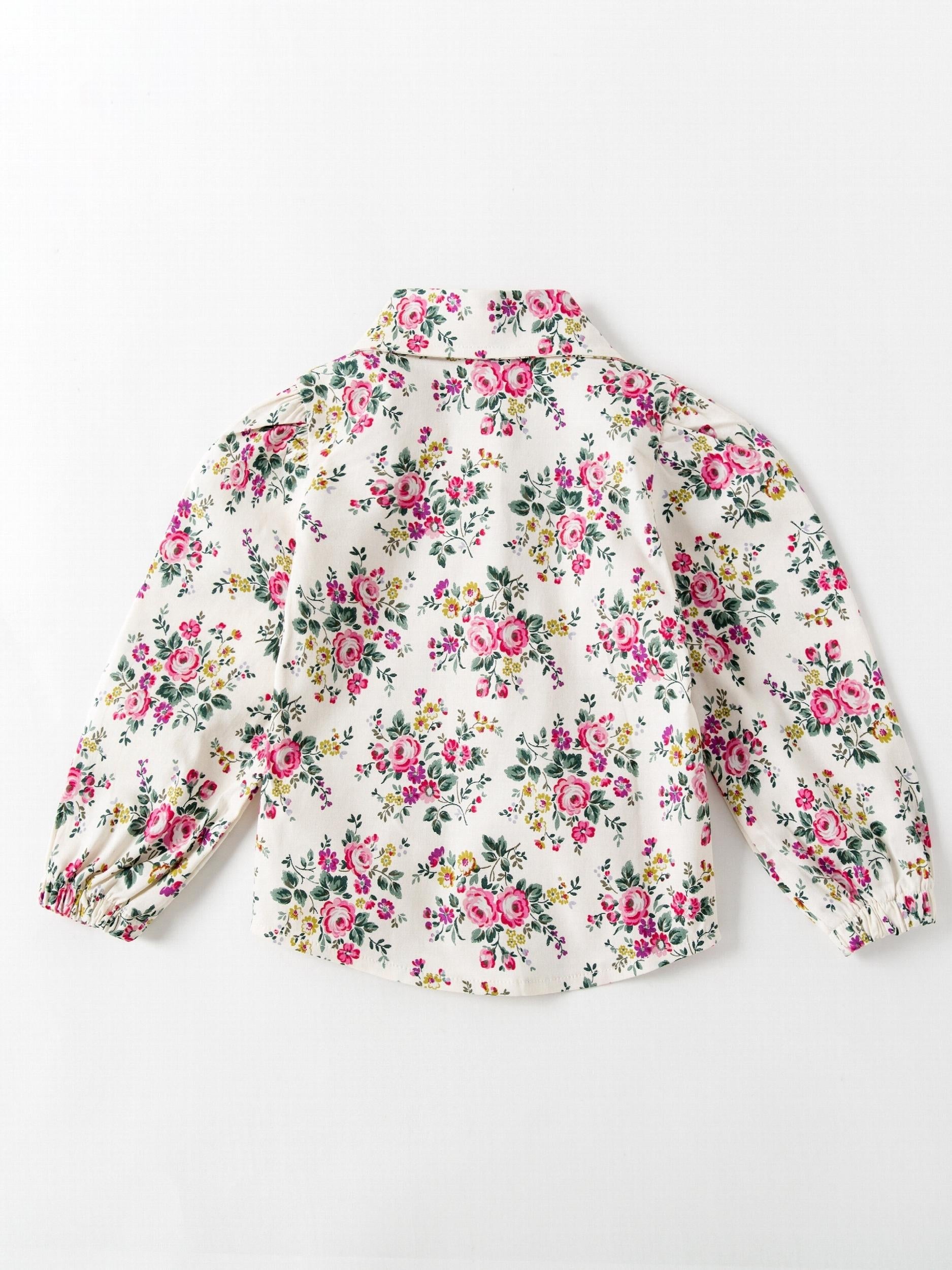 Little Girls Spring Floral Blouse Shirt Long sleeved Top Children s Casual Shirt