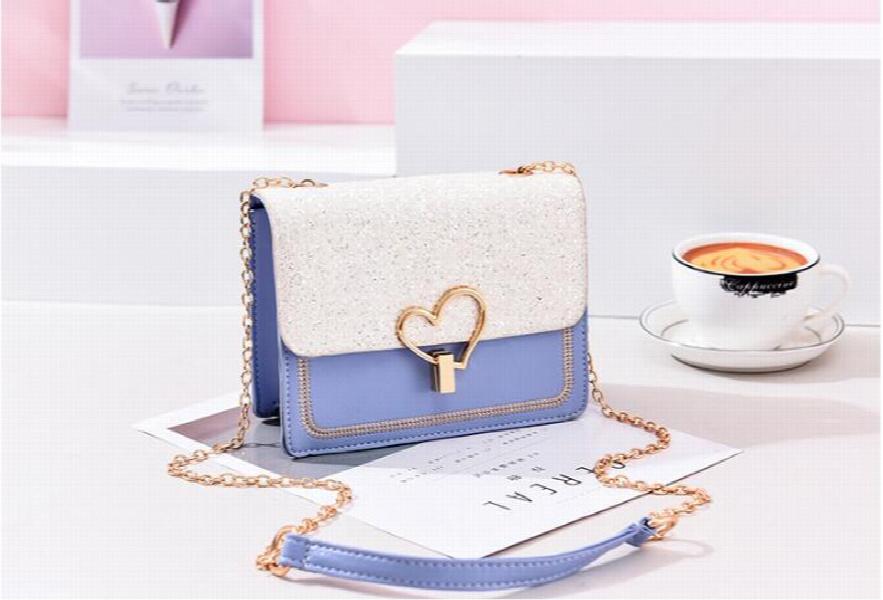 Sequin Leather Chain Messenger Bag Shoulder Handbag