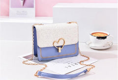 Sequin Leather Chain Messenger Bag Shoulder Handbag