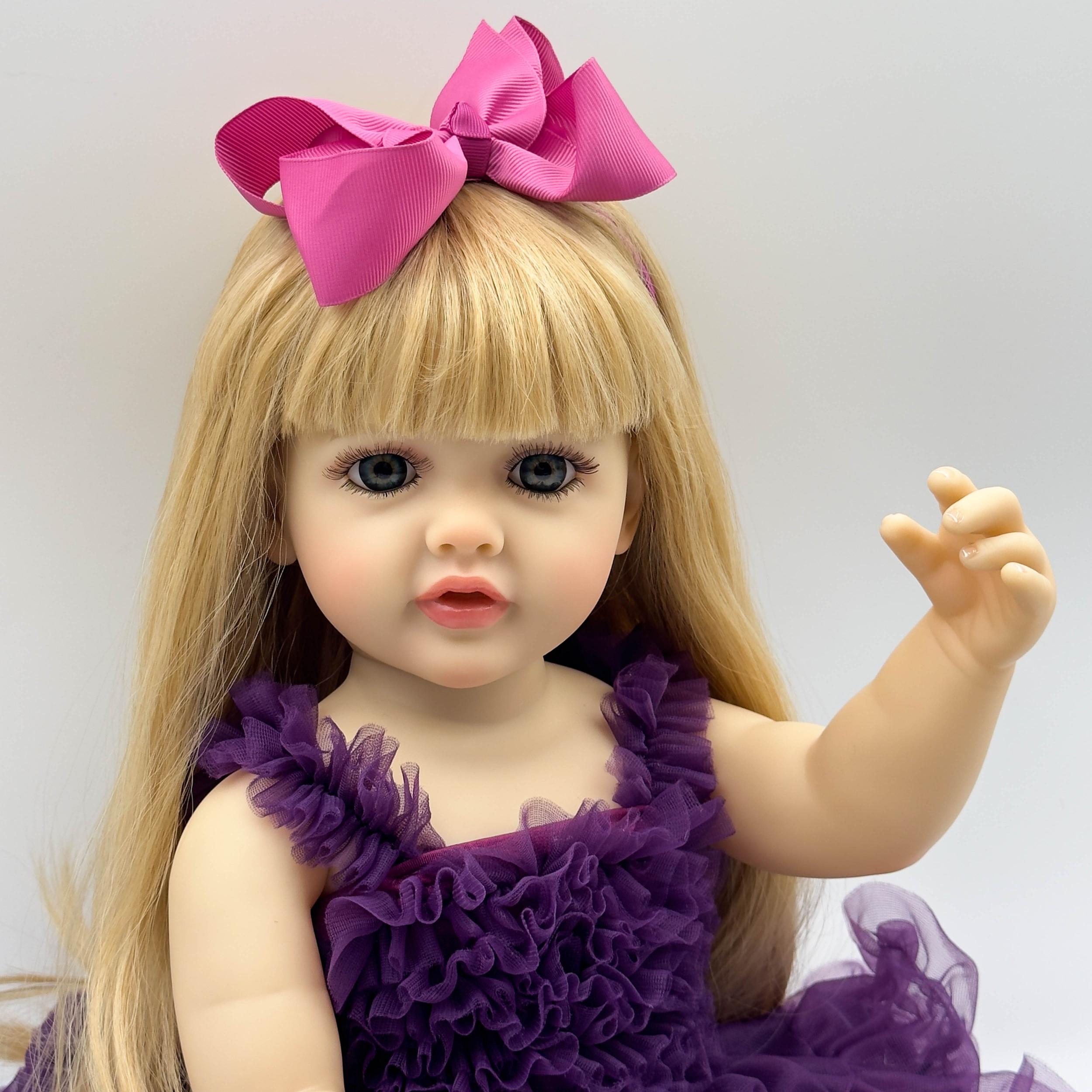 Enchanting Princess Doll Handcrafted Reborn Girl Blonde Wig Purple Gown