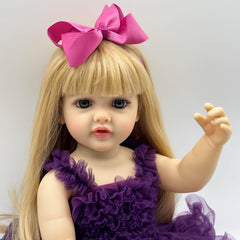Enchanting Princess Doll Handcrafted Reborn Girl Blonde Wig Purple Gown