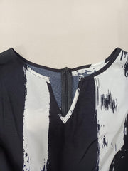 Brush Print Notched Neck Tank Jumpsuit With Belt
