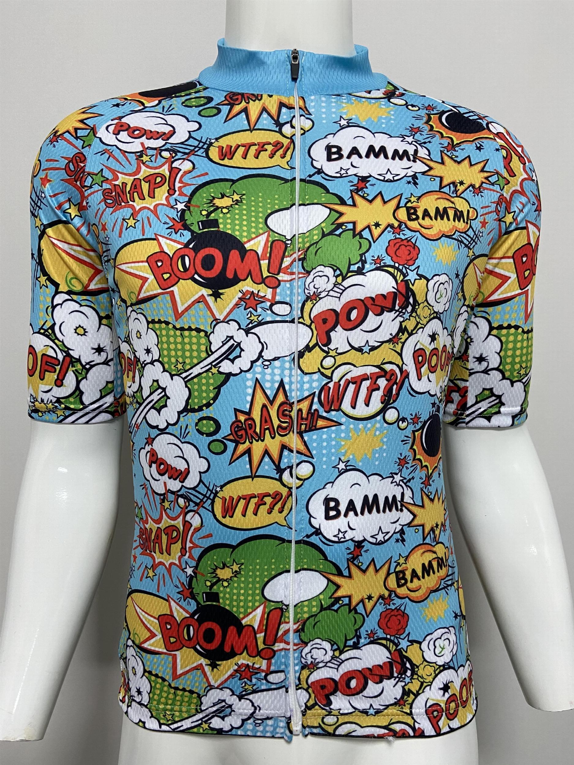Comic Pattern Men's Sports Zip Up Cycling Jersey
