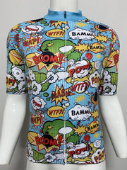 Comic Pattern Men's Sports Zip Up Cycling Jersey