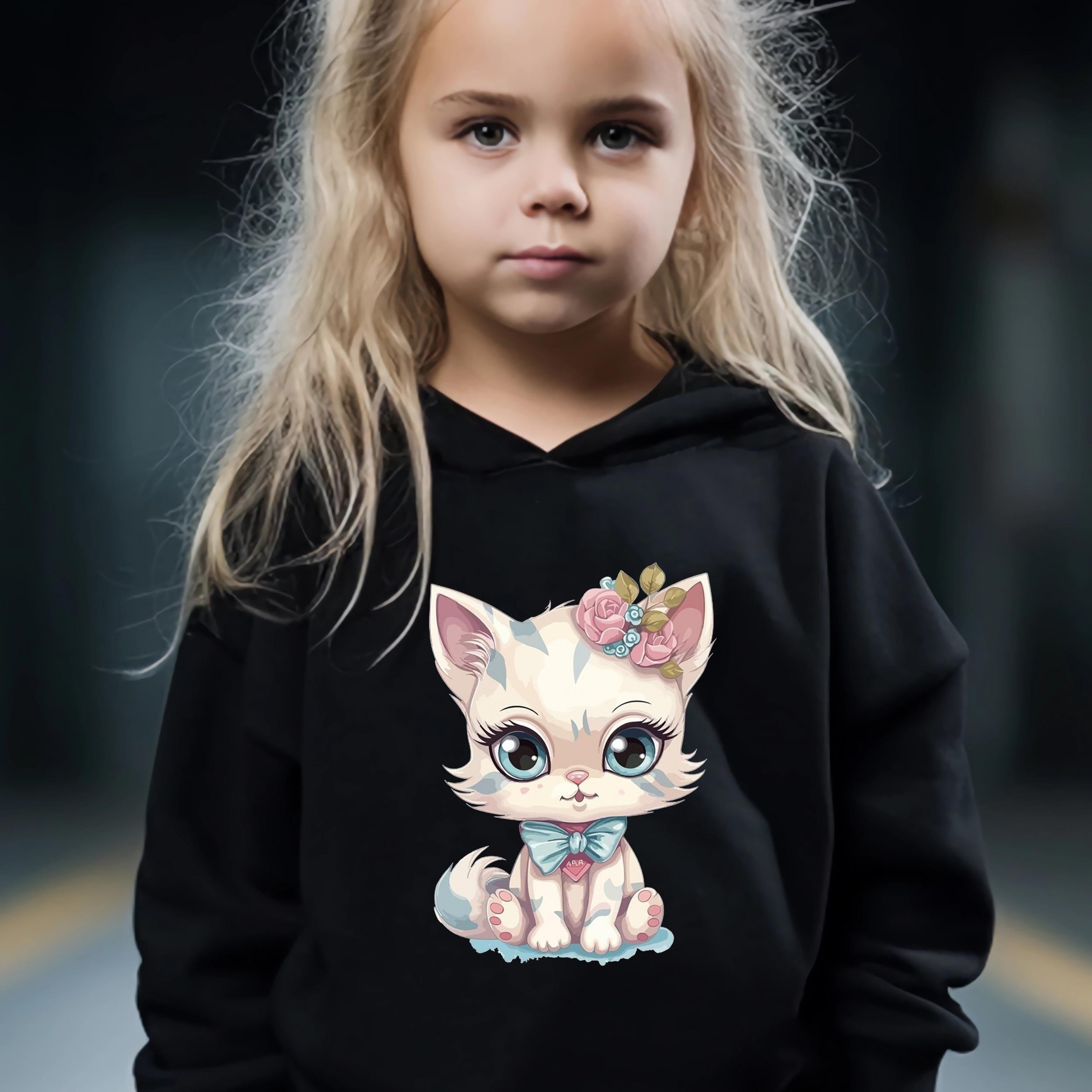 Cat Print 2pcs Girls Outfits For Sports Spring Fall Outdoor Gift