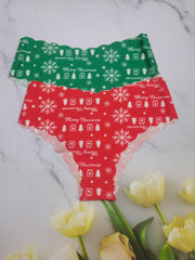 6pcs Christmas Print Briefs Scallop Trim Panties Women's Lingerie