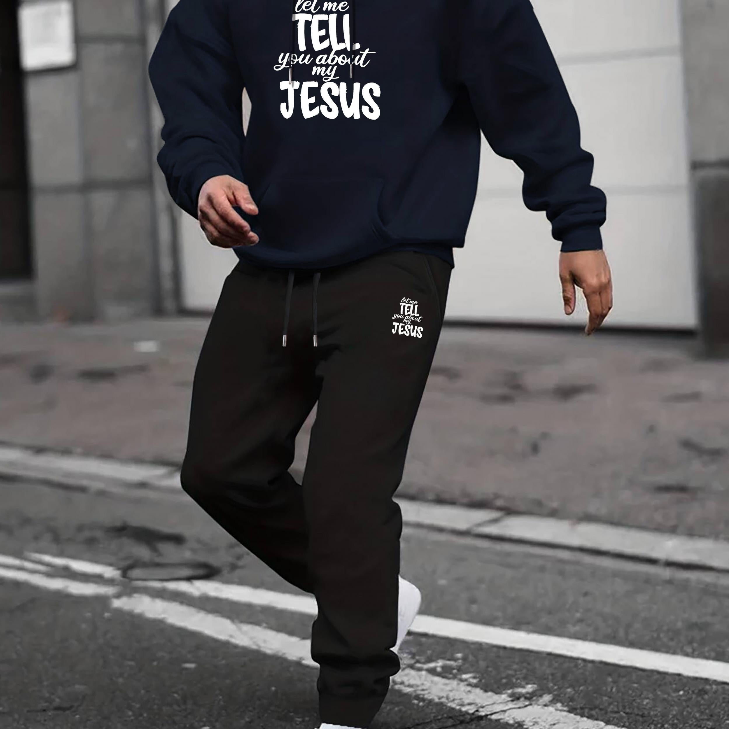 Men's Hooded Sweatshirt & Drawstring Sweatpants Set