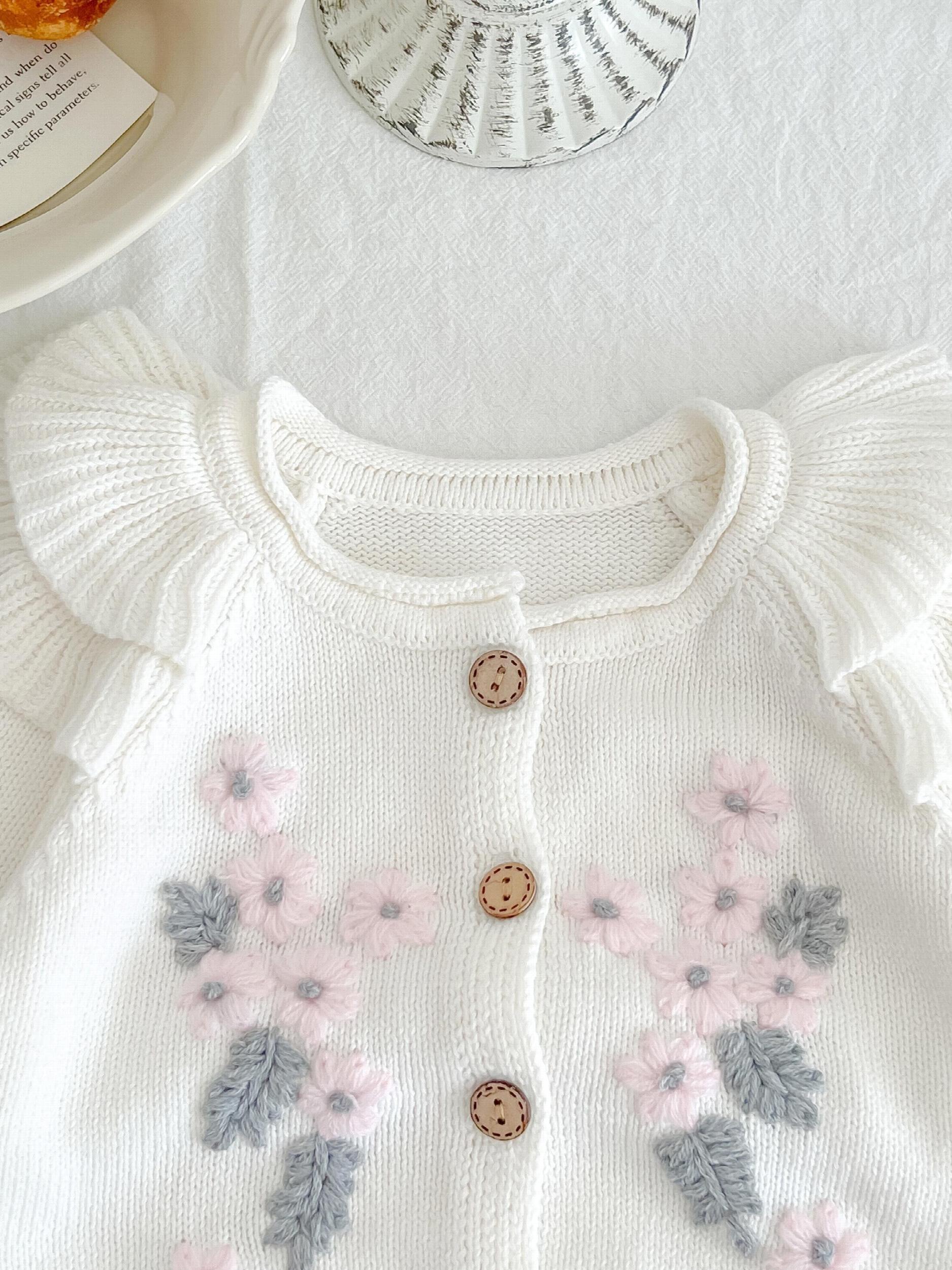 Baby Girl's Flower Print Coat & Suspender Romper Set
