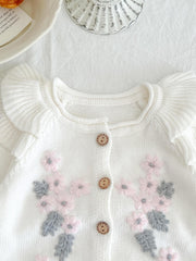 Baby Girl's Flower Print Coat & Suspender Romper Set