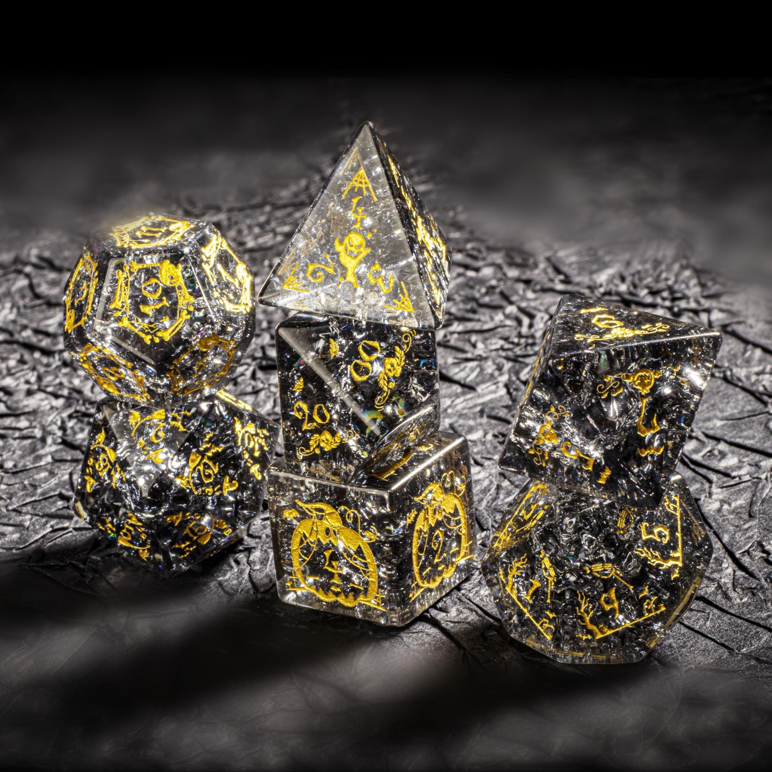 7pcs Glass Gemstone Dice Set For TRPG Cthulhu RPG