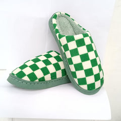 Women's Checkerboard Pattern Plush Slippers