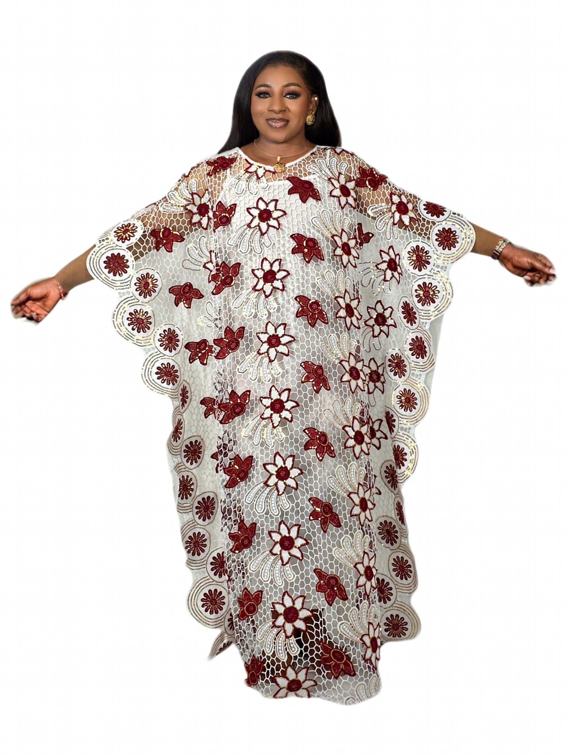 Sequin Floral Pattern Kaftan Dress