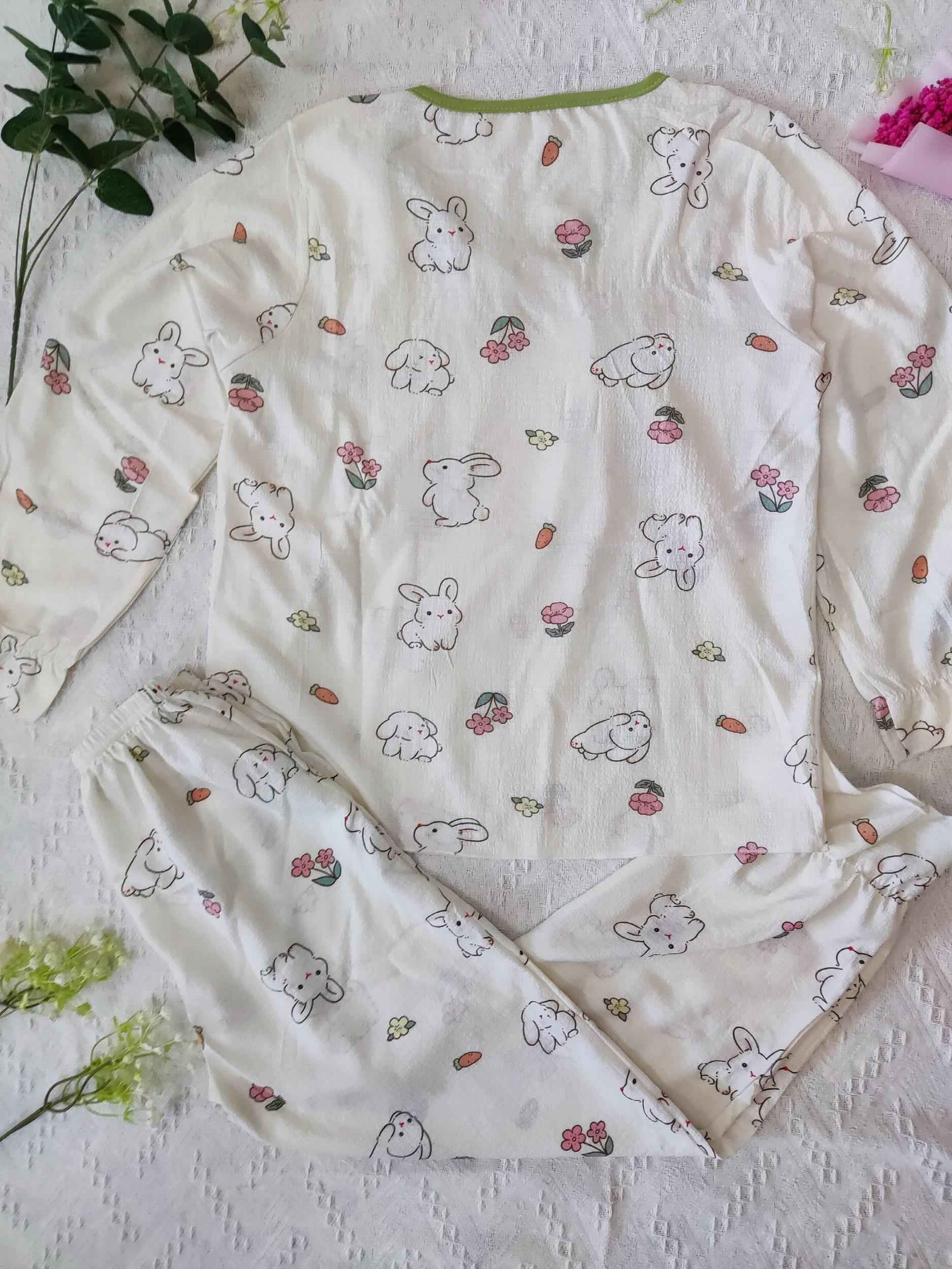 Rabbit Print Pajama Set Women's Sleepwear