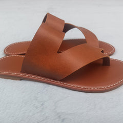 Women's Toe Loop Flat Slides Roman Style Non Slip Shoes