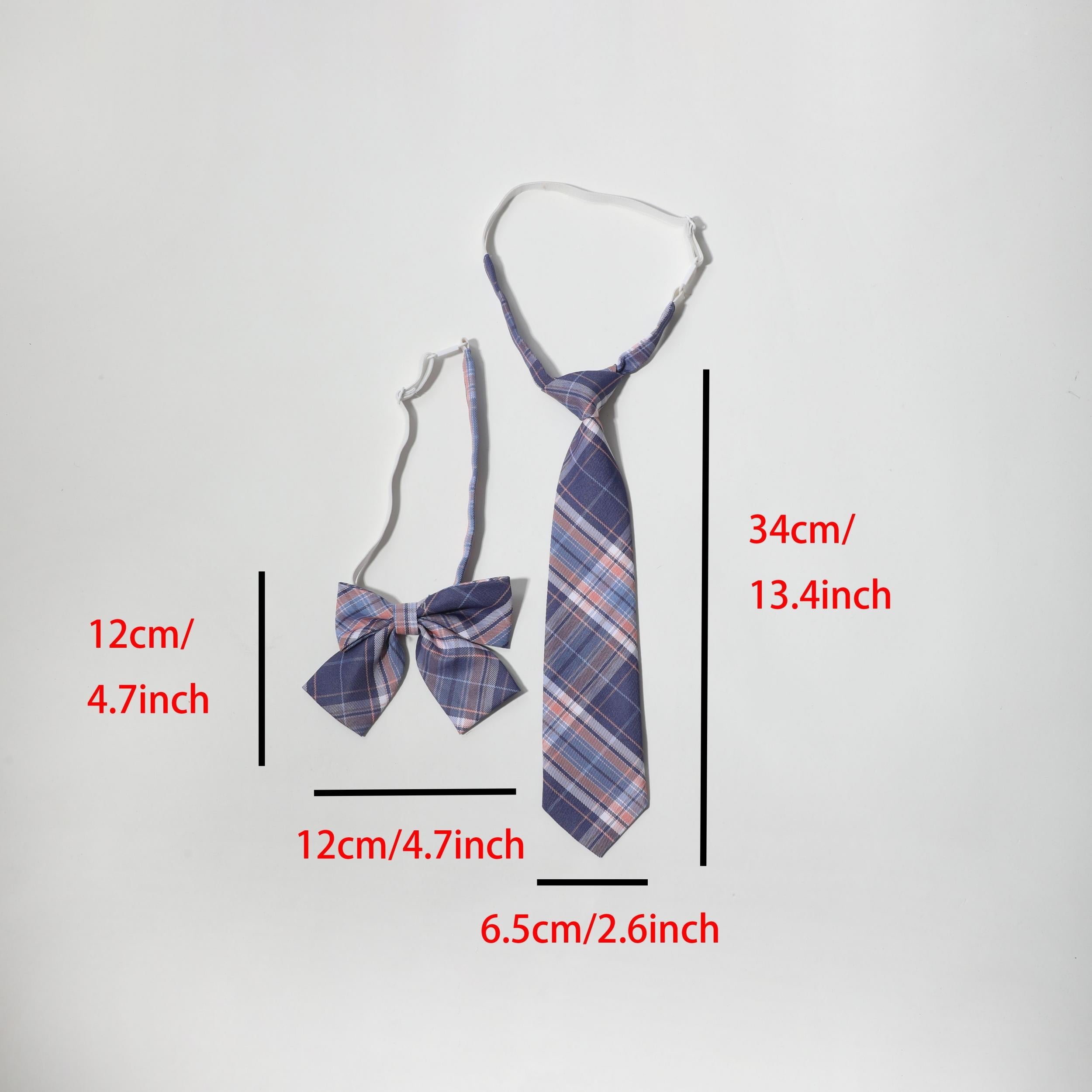 Purple Striped Bow Tie & Neck Tie Set Casual College Style Adjustable