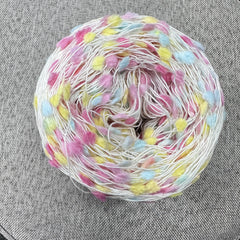 Rainbow Yarn With Pom Pom For DIY Crocheting Knitting Scarf Coat Crafts
