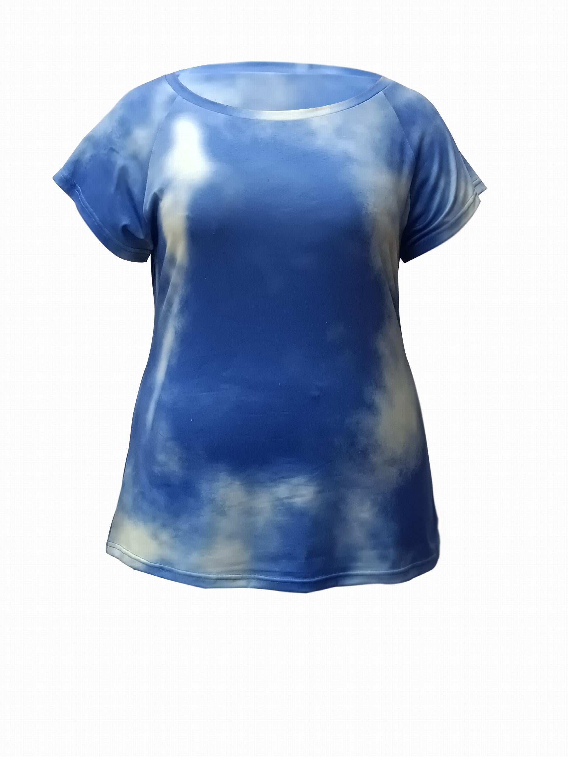 Tie Dye Top & Shorts Set Women's Plus Casual Outfit