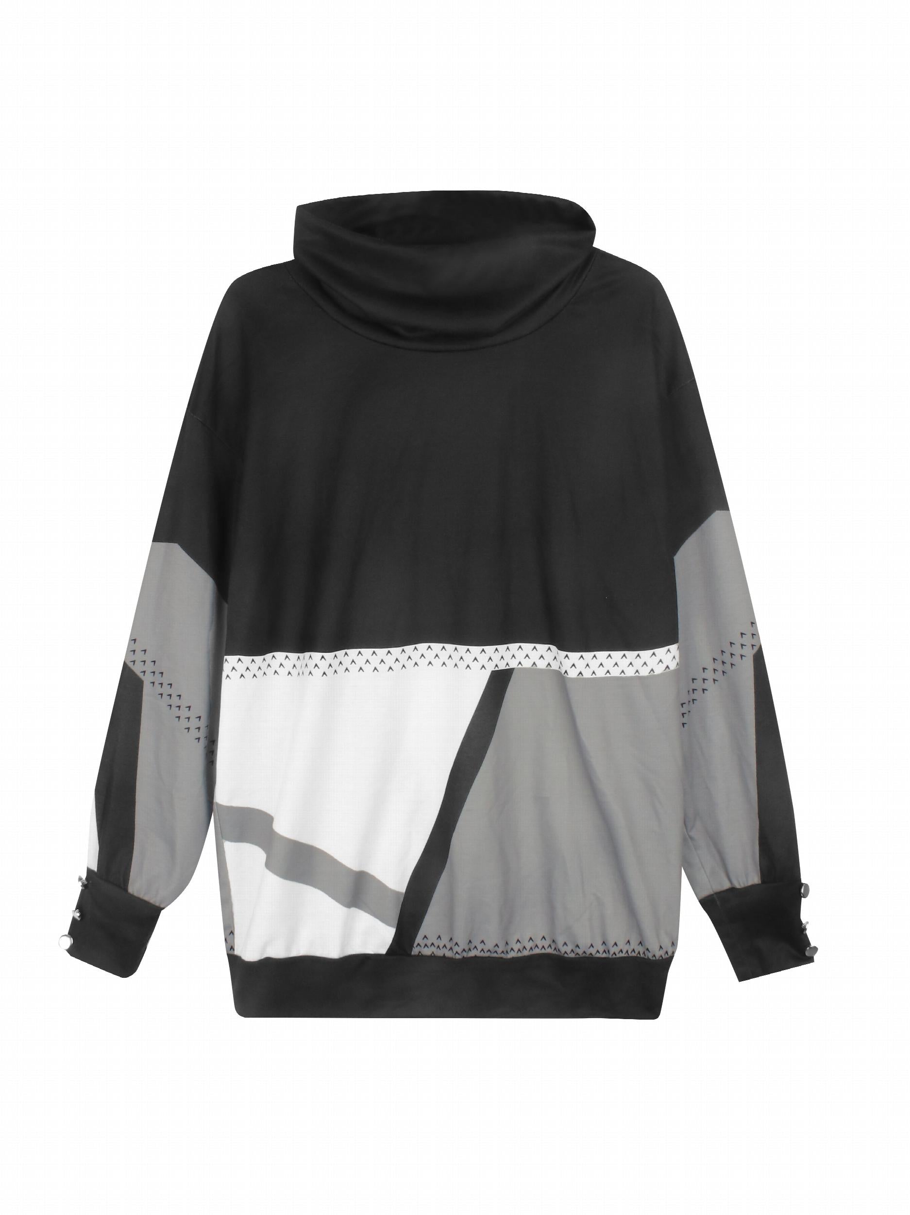 Block Turtle Neck Sweatshirt for Women