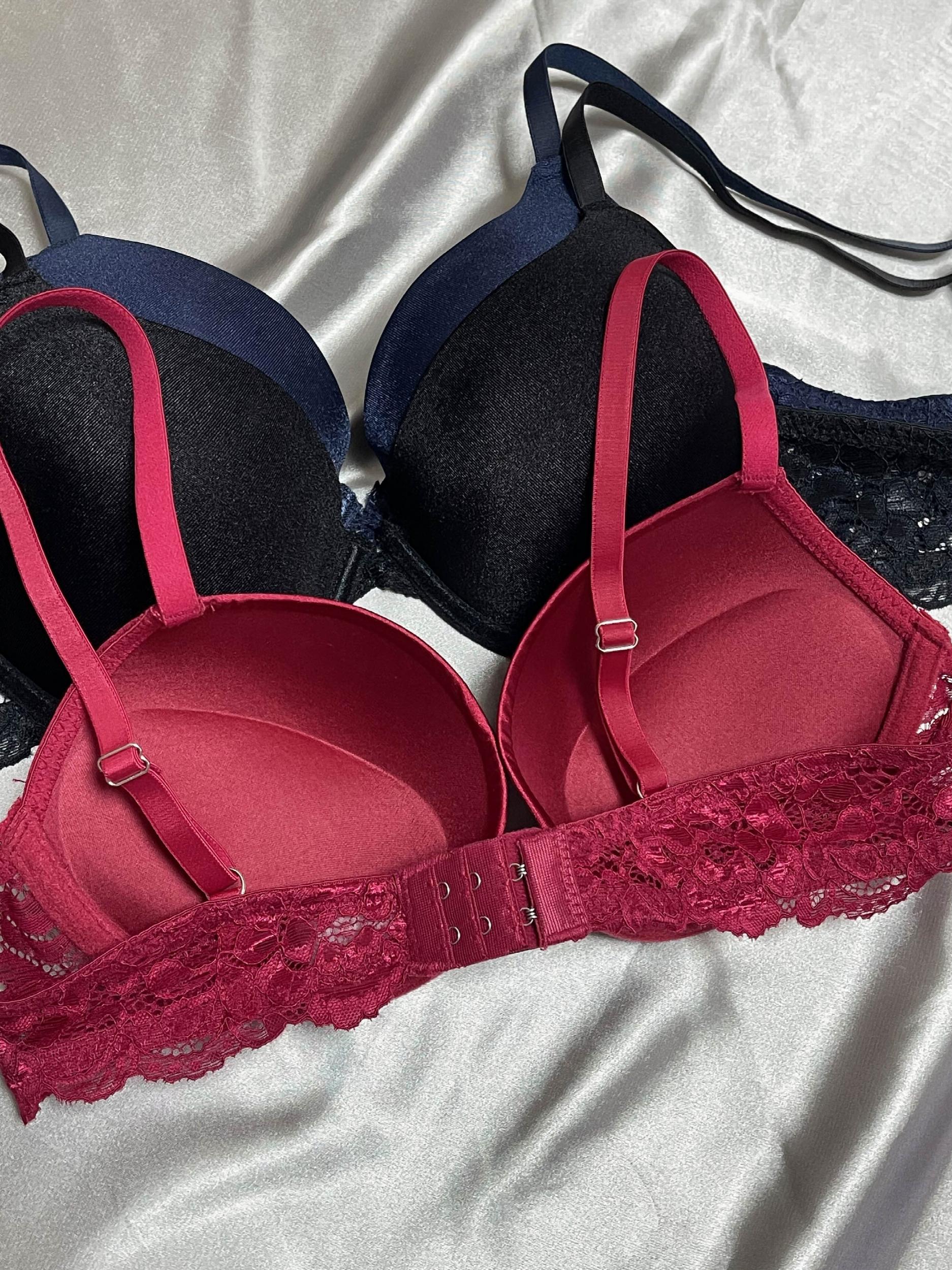 3pcs Lace T Shirt Bras Push Up Comfortable Breathable Women's Lingerie