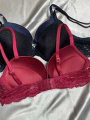 3pcs Lace T Shirt Bras Push Up Comfortable Breathable Women's Lingerie