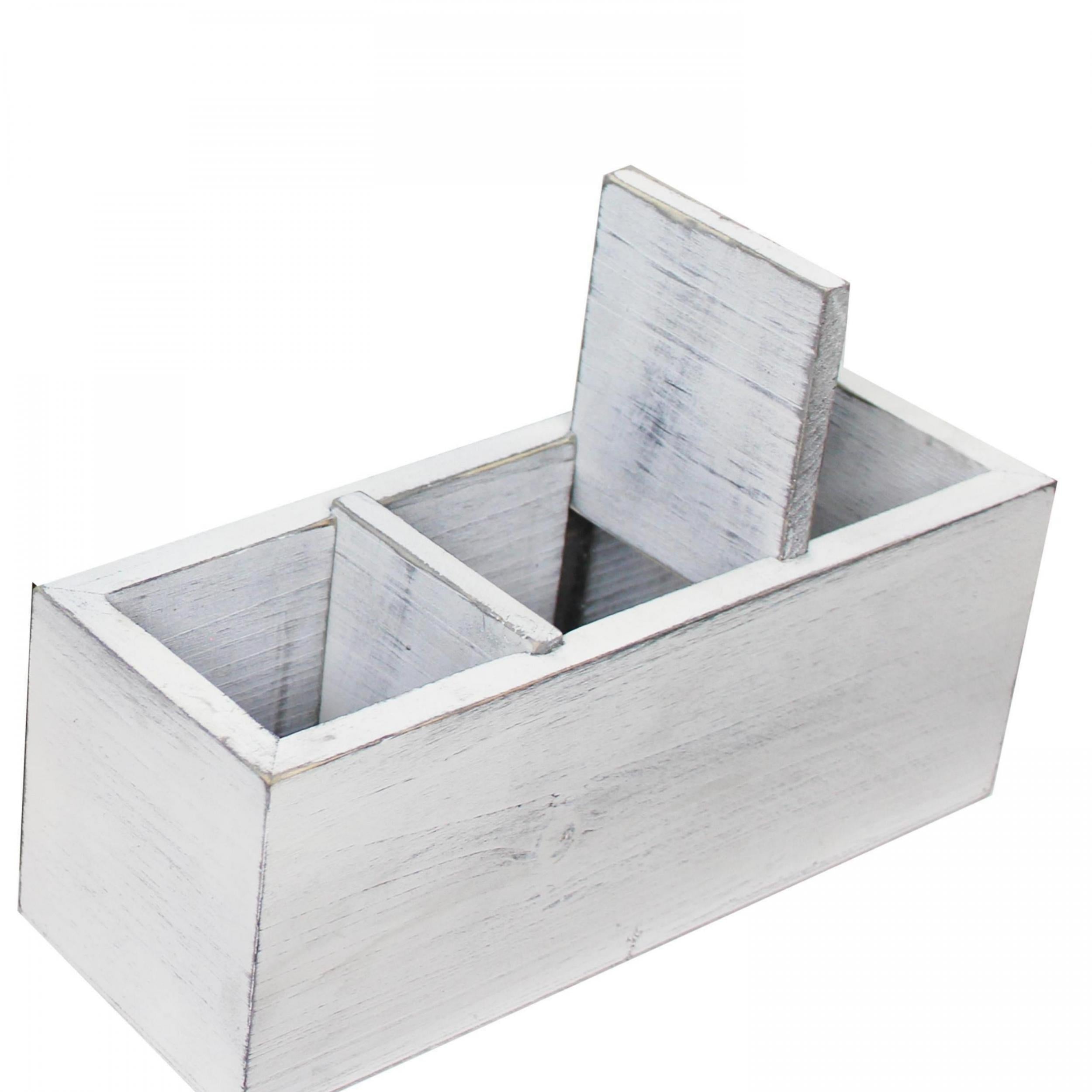 Wooden 3-Grid Desktop Storage Box Office Home Fork Spoon Chopsticks Holder